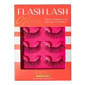 LWYA Flash Lash Self Adhesive False Eyelashes, Reusable, Glam, 3 Pairs