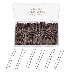 QIUTIMIY 200 Pcs 2.4 Inch U-Shaped Bobby Pins Brown Metal Hair Pins Hair Accessories for Women Stylists Hair Sticks Girl