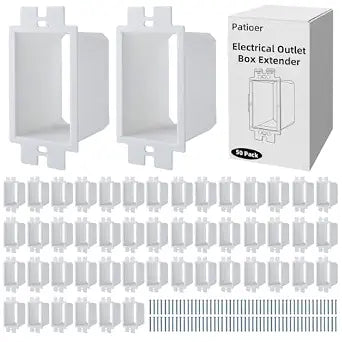 1-Gang White Non-Metallic Electrical Outlet Box Extender, Extends Electrical Boxes for Power Switches GFCIs Receptacles (BE1, 50 Pack)