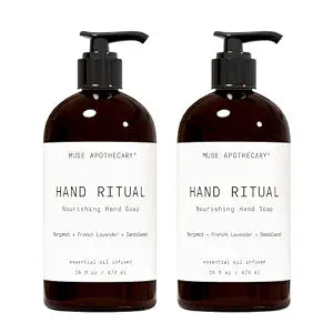 Muse Apothecary Hand Ritual - Aromatic and Nourishing Hand Soap, Infused with Aromatherapy Essential Oils - USDA Certified Biobased - 16 oz, Bergamot + French Lavender + Sandalwood, 2 Pack