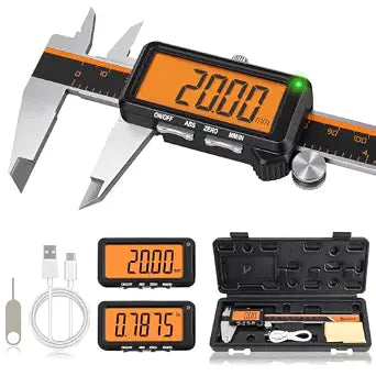 HARDELL 6" Upgraded Digital Caliper USB-C, Orange Screen, Non-Backlit