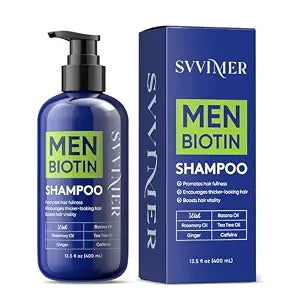 Svvimer Hair Growth Shampoo for Men - Biotin Thickening Shampoo with Rosemary Tea Tree Oil Caffeine for Hair Loss and Thinning - 13.5 Fl Oz (Pack of 1)