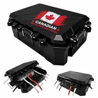 [Improved Model] Large Outdoor Electrical Cable Box 13 X 8.7 X 5.2 INCHES, HIGH Water-Protective Extension Cord Cover, Metal Latches, Power Cord Box for Plugs, Outlets, Christmas Lights, Strips.Black