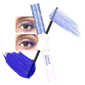 DAGEDA Blue Mascara Dual-Ended,Quick-Drying Glitter & Matte Colored Mascara