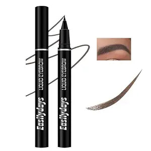Extra Fine Wild Water Eyebrow Pencil, Waterproof & Smudge Proof Liquid Eyeliner Felt Tip Applicator, High Pigmented Black Brown Liquid Eye Liner, Long-Lasting, Quick Drying for Women (01)