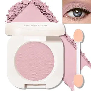 Nude Pink Matte Eyeshadow Palette, Single Eye Shadow Palette High Pigment sombras para ojos Nude Eyeshadow Velvet Compact Pressed Powder Primer Lightweight Blendable for Daily Natural Eye Makeup