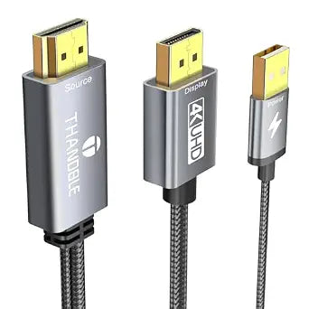 Active HDMI to DisplayPort Cable 6FT 4K@60Hz/1080P@120Hz,USB Power