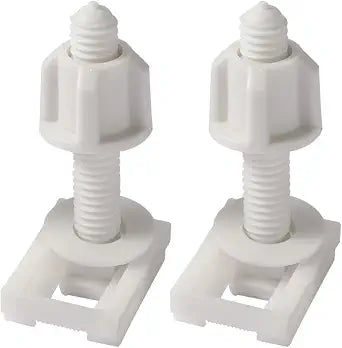2 Pcs White Universal Plastic Toilet Seat Screws and Nuts with Rubber Washers, Hinge Bolts Screws Hinges Replacement Parts, Toilets and Toilet Parts, Toilet Seats