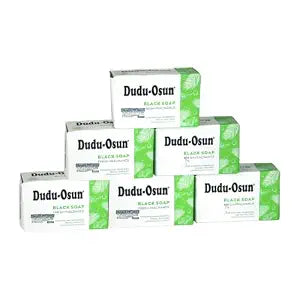Dudu-Osun African Black Soap Bar 150g (Pack of 6) - by Tropical Naturals, Authentic Black Soap with Shea Butter, Honey for Moisture & More