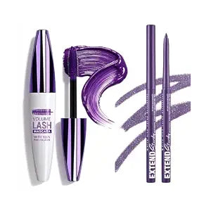Purple 5D Mascara and Gel Eyeliner Pencil Set for Eyelashes Waterproof