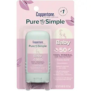Coppertone Pure and Simple Baby Sunscreen Stick SPF 50, 0.49 OZ