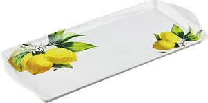 Reston Lloyd Melamine Plastic Tidbit Tray, BPA-Free, Food Safe, Multipurpose Platter Serving Tray, Bathroom/Table Organizer, Lemons and Bees