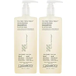 GIOVANNI Tea Tree Triple Treat Invigorating Shampoo, 24 oz (Pack of 2)