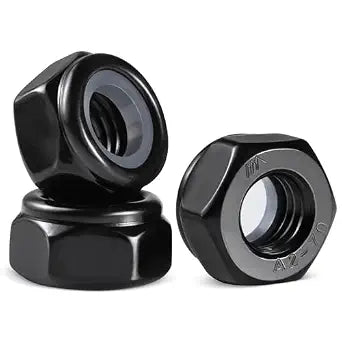 20Pcs M10-1.5 Lock Nuts, Nylon Insert Locknuts 304 Stainless Steel A2-70 Black Zinc Plated Self-Locking Nuts, Coarse Thread Hex Nylock Nut