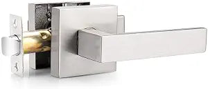 Probrico Interior Heavy Duty Door Handle, Brushed Nickel Passage Door Lever, Square Non-Locking Reversible Hardware for Hall/Closet, 1 Pack
