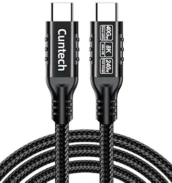 USB C Cable for Thunderbolt 4/3 Cable 6.6ft, USB C 240W/40Gbps/8K/4K@60Hz