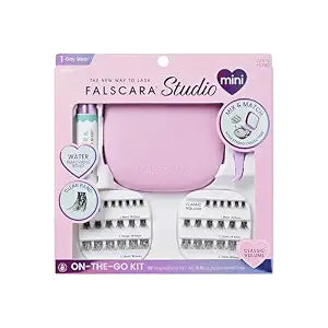 Falscara Studio Mini, False Eyelashes, Lash Clusters, 'Classic Volume', 8mm-12mm, Includes 36 clusters, applicator, tubing bond in a case, Contact Lens Friendly, Easy to Apply, Reusable Lash Clusters