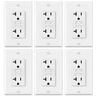 ELECTECK 6 Pack GFCI Outlets 20 Amp, NTR GFI Receptacles, ETL Listed, White