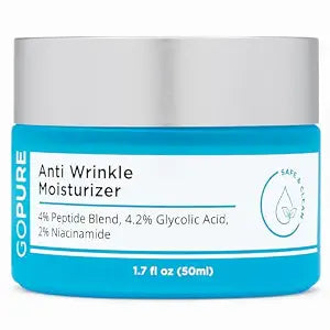goPure Glyco-Peptide Anti Wrinkle Face Cream - Hyaluronic Acid Moisturizer for Face with Glycolic Acid, Peptides, and Vitamin E - Hydrating Facial Moisturizer with Anti-Aging Formula - 1.7 fl oz