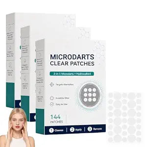 3PCS Microdarts Clear Patches, 2-in-1 Microdarts & Hydrocolloid Patch, Natural Hydrocolloid Patches for Women and Men - Gentle Formula for All Skin