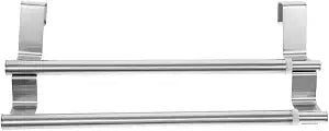Double Layer Towel Rack Stainless Steel Hangers Wall Storage Cabinet Hanger Wall Mounted Towel Holder Cupboard Towel Holder Wall Mounted Clothes Rack Door Towel Shelf No Punching