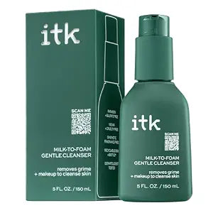 ITK Skincare 2-in-1 Milk-To-Foam Gentle Cleanser - Effective Face Wash + Makeup Remover with Vitamin B5, Pineapple + Coconut Enzymes for Radiant Skin - Cleanse, Remove Excess Makeup + Moisturize Skin