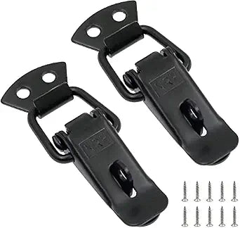 Zorfeter Stainless Steel Spring Loaded Toggle Lock Clasp Buckle Latch for Cabinet Boxes Suitcase with Mounting Screws, Black, Pack of 2