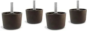 Elegent Upholstery 1.5" Inch Universal Plastic Sofa Furniture Legs Round Tapered Wood Grain Texture - Set of 4