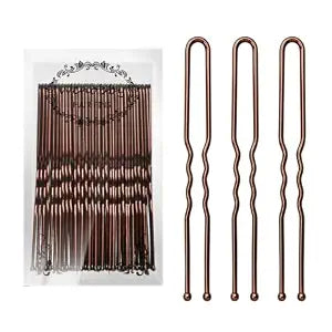 U Shaped Heavy Duty Hair Pins for Buns, 100 PCS 2.8" Brown Hair Pins for Women Hair Styling with Thick Hair