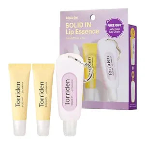 Torriden SOLID In Ceramide Lip Essence 0.37 fl.oz * 3 (Pack of 3) | Moisturizing Lip Essence for Glowy, Plumped, and Radiant Lip | Gift for Women | Korean Lip Balm (Jelly Case Key Chain Included)