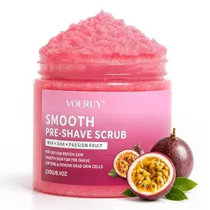 VOERUY Pre-Shave Scrub, Bikini Scrub with Aha Bha Passion Fruit & Sea Salt, Skin-Smoothing Exfoliant Preshave Scrub, for Pre Wax Pre Shave Underarm, 8.1 Oz