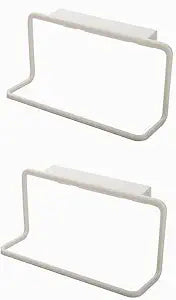 4 Pcs Plastic Over Kitchen Cabinet Towel Bar Rack, Hang on Inside or Outside of Doors, Storage and Organization for Hand and Dish Towels, Tea Towels