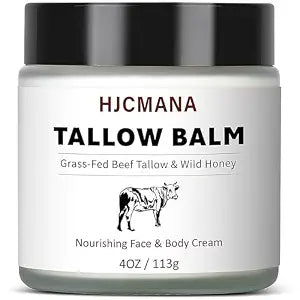 Beef Tallow for Skin 4 OZ, Natural Unscented Tallow and Honey Balm, Grass Fed Beef Tallow for Face and All Skin Types