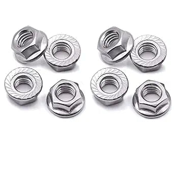 8 M10 x 1.0mm Pitch Metric fine Pitch 304 Stainless Steel Hexagonal Flange Nuts