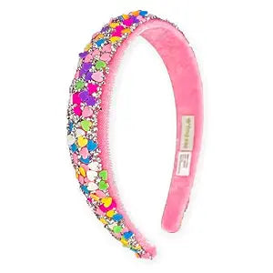 FROG SAC Headbands for Girls - Heart Head Bands for Kids, Wide Rainbow Hair Band for Little Girl, Sparkly Hair Accessories for Toddler Children, Easter Basket Stocking Stuffers (Rainbow Hearts)