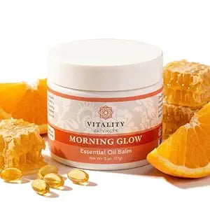 Vitality Extracts Morning Glow Essential Oil Balm - 2oz, Beeswax, Vitamin E, Radiant, Daily Skin Hydration, All Skin Types, Replenish, Smooth Skin