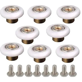 Shower Door RollersRoller Diameter 25mm, The Bathroom Glass Door Replacement Part Runner Sliding Shower Door Roller 8PCS