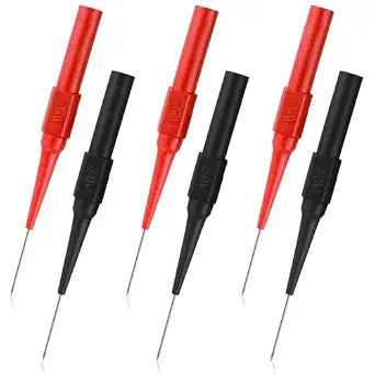 6 Pcs 0.7 Mm Back Probe Kit Automotive Stainless Steel Back Probe Pins Kit, Non-Destructive Insulation Wire Piercing Test Leads Multimeter Tester Probes Needle for Banana Socket Plug Car Tester
