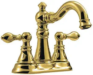 Polished Brass 2-Handle Bathroom Faucet 4 Inch Centerset, with Drain