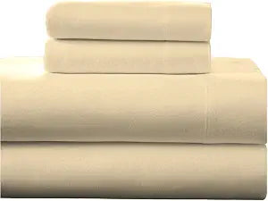 Pointehaven Flannel Deep Pocket Set with Oversized Flat Sheet, Twin XL, Marzipan