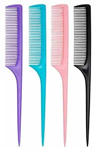 4 Pcs Rat Tail Comb Set for Women -Fine Tooth Styling comb with Pick, Anti-Static Heat Resistant Teasing Comb,Professional Hair Parting Tools for Smooth Detangling, Updos & Salon-Perfect Hairstyles.