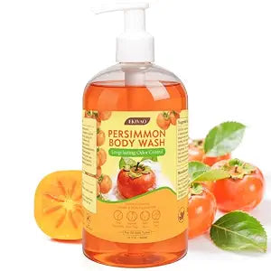 Persimmon Body Wash for Odor Control, 16.7 Fl Oz Natural Deodorizing Persimmon Soap for Old People Smell, Deep Cleansing Odor Eliminator with Tea Tree, Family Safe Body Wash