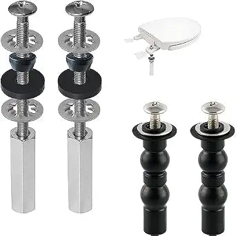 iFealClear 4 PCS Toilet Seat Bolts Replacement, 2 Pcs Universal Stainless Steel Toilet Seat Screws with 2 Pcs Rubber Toilet Seat Bolt Compatible with TOTO Toilets, Bathroom Toilet Screw Bundles