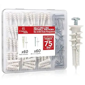 120PCS #8 Self Drilling Drywall Anchors and Screws Assortment Kit