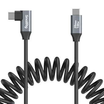SMALLRIG USB-C to USB-C Coiled Data Cable (Straight to Angled) - 4792