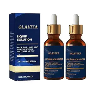 OLAVITA Liquid Solution Anti Aging Serum – New Upgraded Vitamin C Hydrating & Firming Facial Serum with Collagen Support, 2Pack