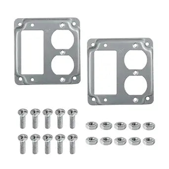 4 Inch Square Electrical Box Cover, Duplex Receptacle, 2 Pack