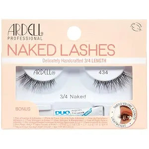 Ardell Naked Lashes 434 ï¿½ï¿½ï¿½ 3/4 Length False Eyelashes Subtle Volume & Length, Natural Look Strip Lashes, Includes Duo Lash G
