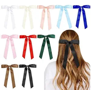 Tobeffect Hair Bows for Women Girls Satin Ribbon Bow, Cute Bow Hair Accessories 10PCS Multicolor