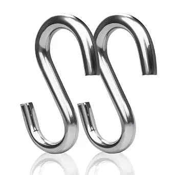 3.2 Inch Large Heavy Duty S Hooks 2 Pack, 550 LB Capacity 304 Stainless Steel S Hooks for Hammock, Swing, Garage Storage, Camping & Outdoor Use
